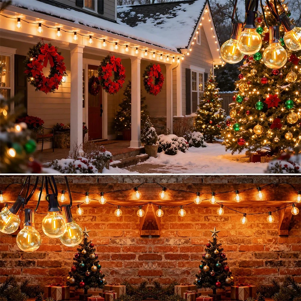 Outdoor Solar String Lights G40 Spherical LED Bulb IP65 Waterproof For Terraces Backyards Porches Balconies Parties Christmas image 5