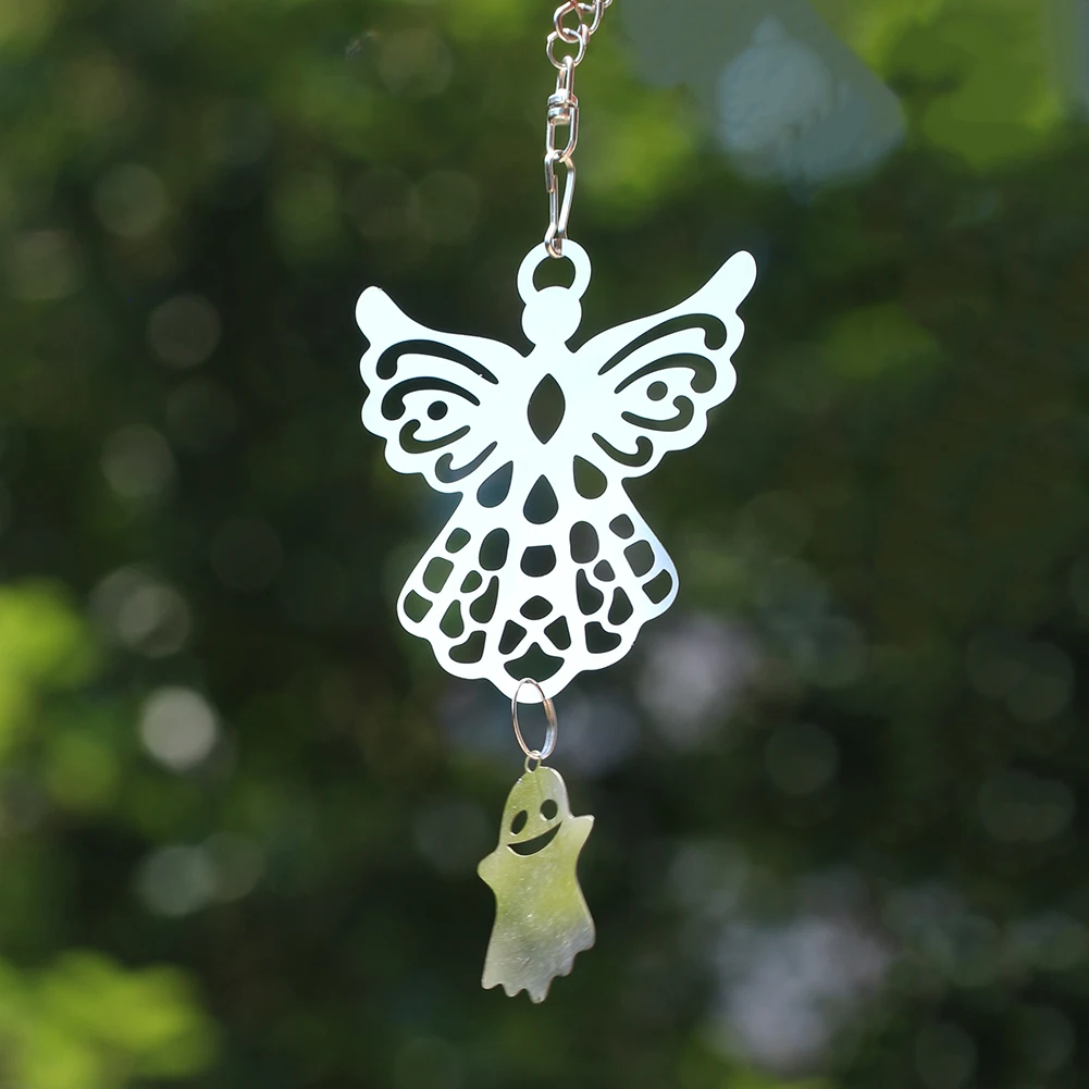 Stainless Steel Angel Ghost Wind Chime Pendant Hanging on Eaves Decorating Garden Branches Embellishing Hangings with Hooks