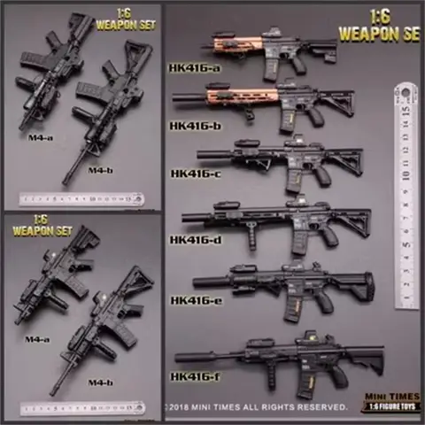 Mini Times Toys HK416 1/6 Male Soldier Plastic Mini Gun Model Toy Accessories Fit 12'' Action Figures In Stock