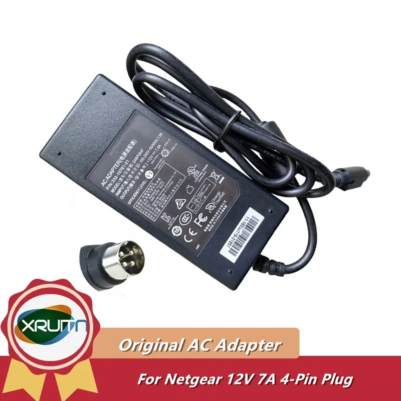 4-Pin 12V 7A 84W Original Power Supply For Netgear NU-90-9120700-12 2ABP084F AC DC Adapter Charger 332-10781-01 330-10363-02