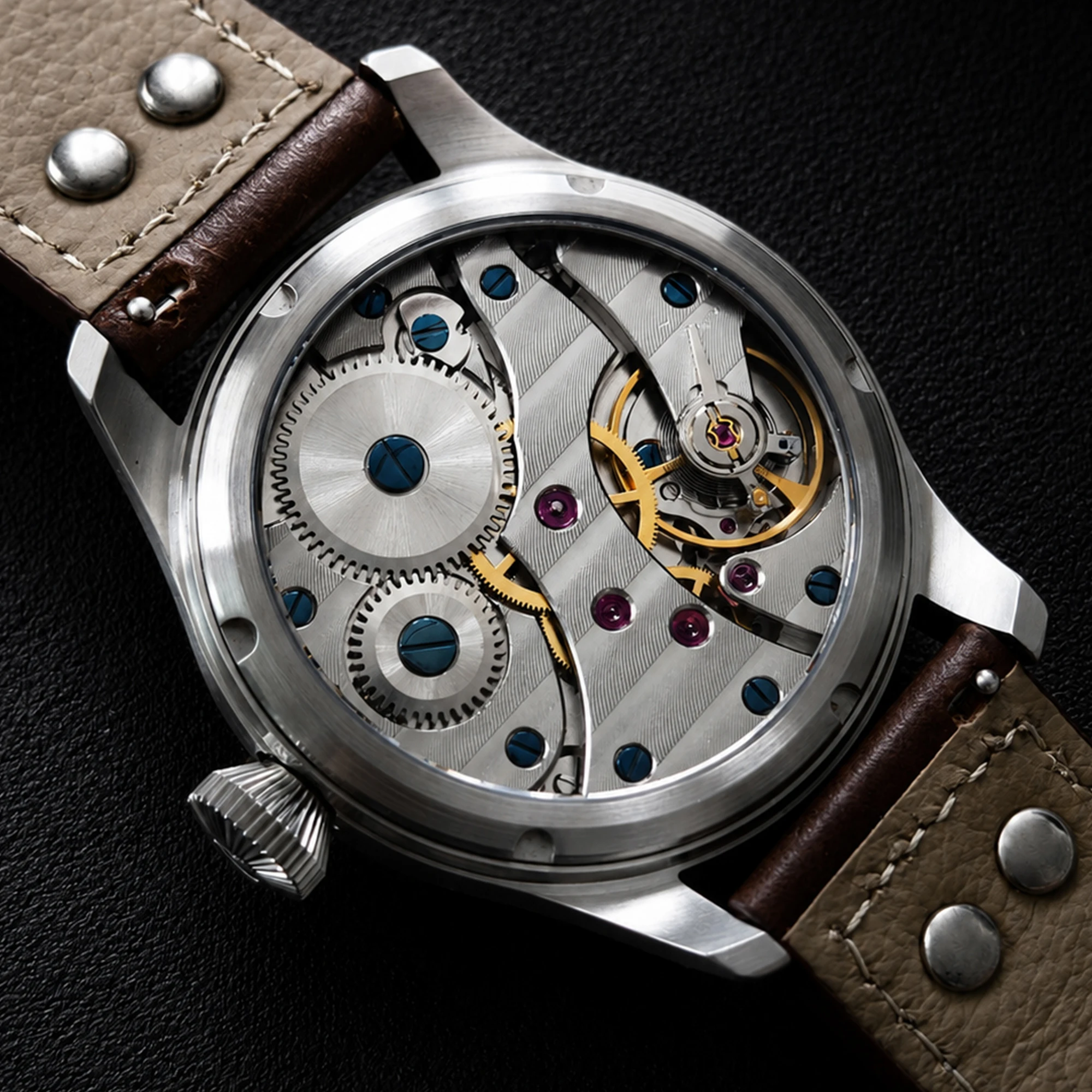 HRUODLAND Custom Luxury Watch Logo Dynamic Turbine Seconds Dial Sapphire Crystal BGW9 Lume ST3620 DIY Retro Pilot Watch for Man
