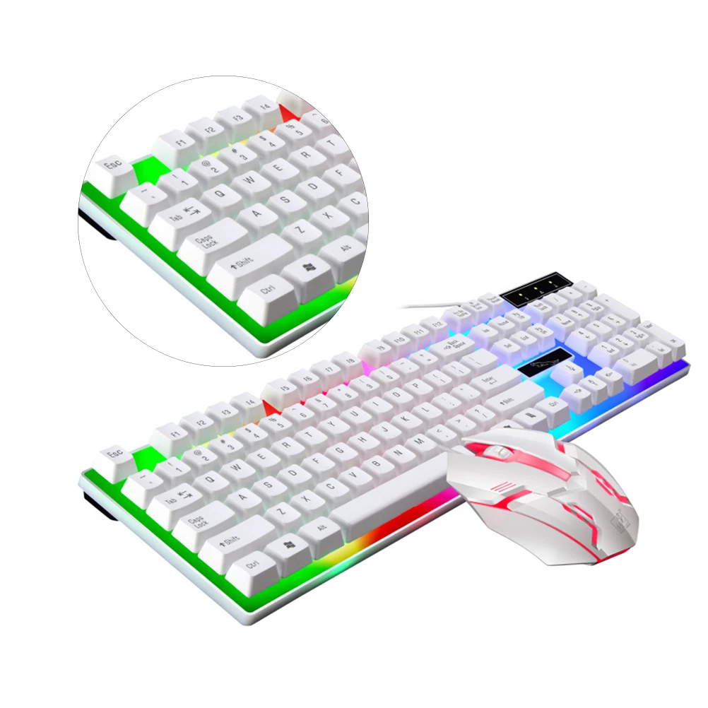 

Wired Keyboard and Mouse Set Gaming Usb Shine Computer Keyboards Mice Accessories