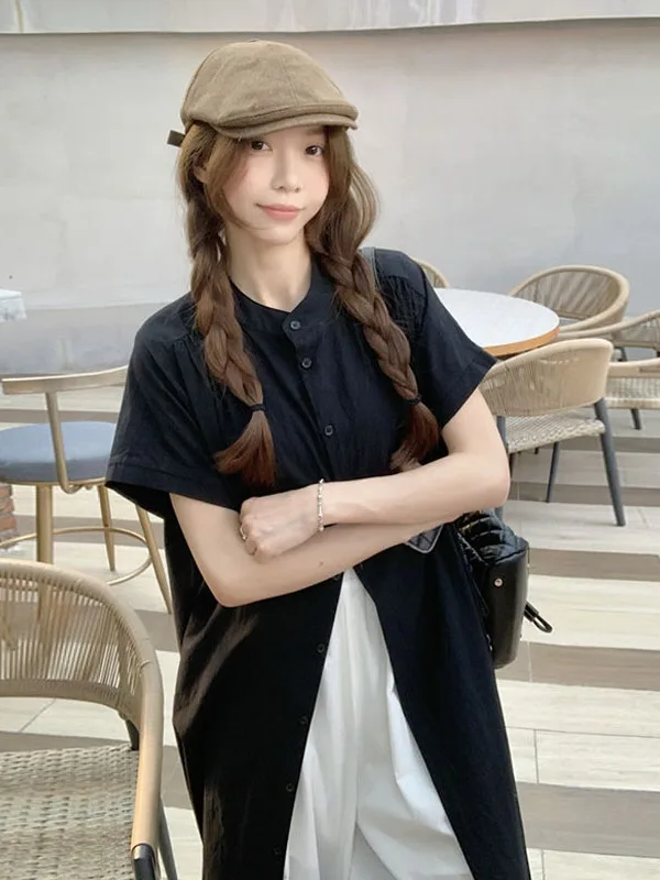 

Летний модный комплект 2025: рубашка в самурайском стиле и широкие брюки-полусолнце, винтажная длинная рубашка с кружевной отделкой, повседневная одежда для женщин