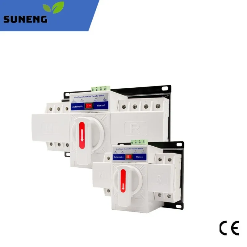 SUNENG 63A MCB Type Single Phase Dual Power Automatic Transfer Switch ATS 2P 4P Rated Voltage 220V /380V Rated Frequency 50/60Hz