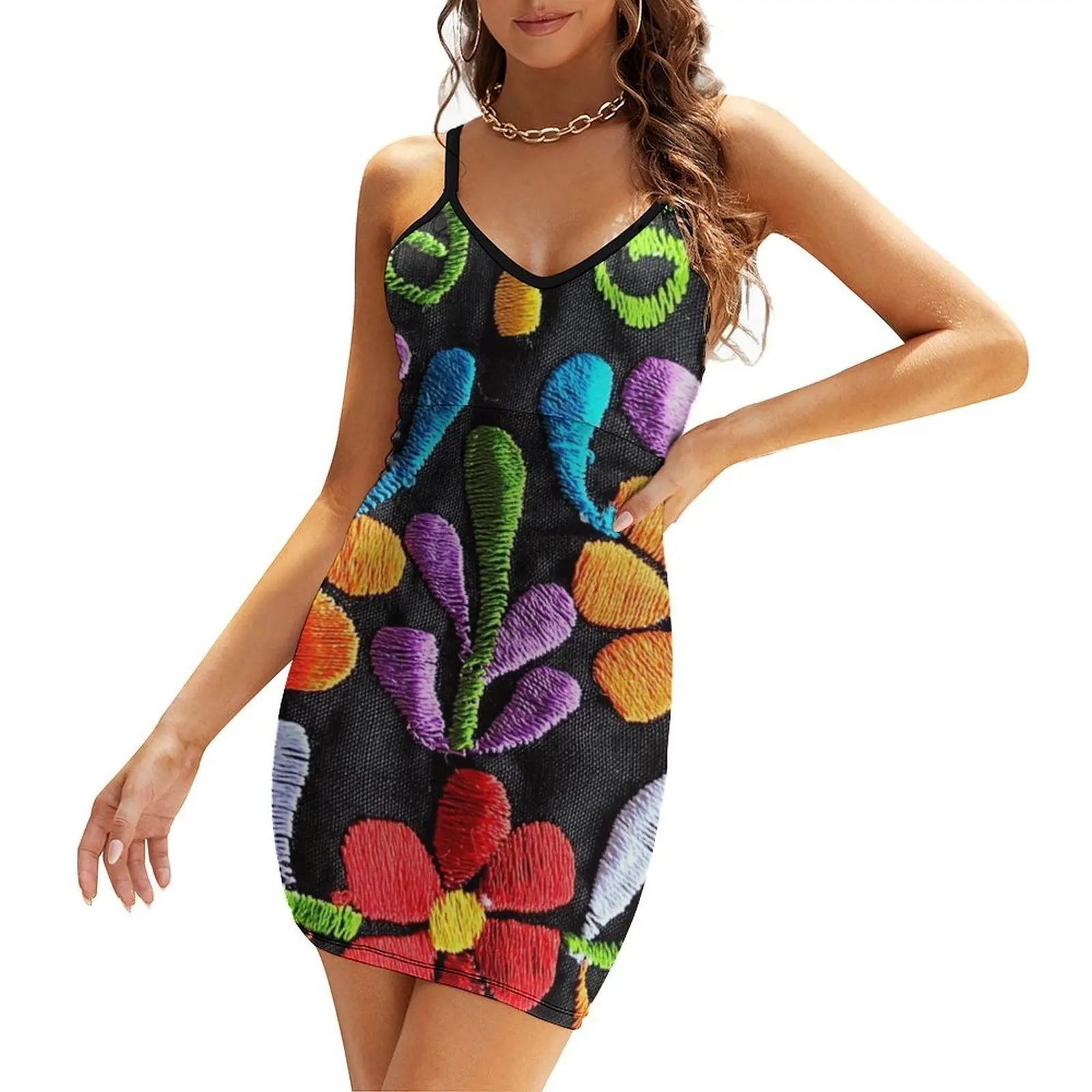 

Mexican Flowers Sling Dress birthday dress for women Party dresses for women Women dresses summer wedding dresses for parties