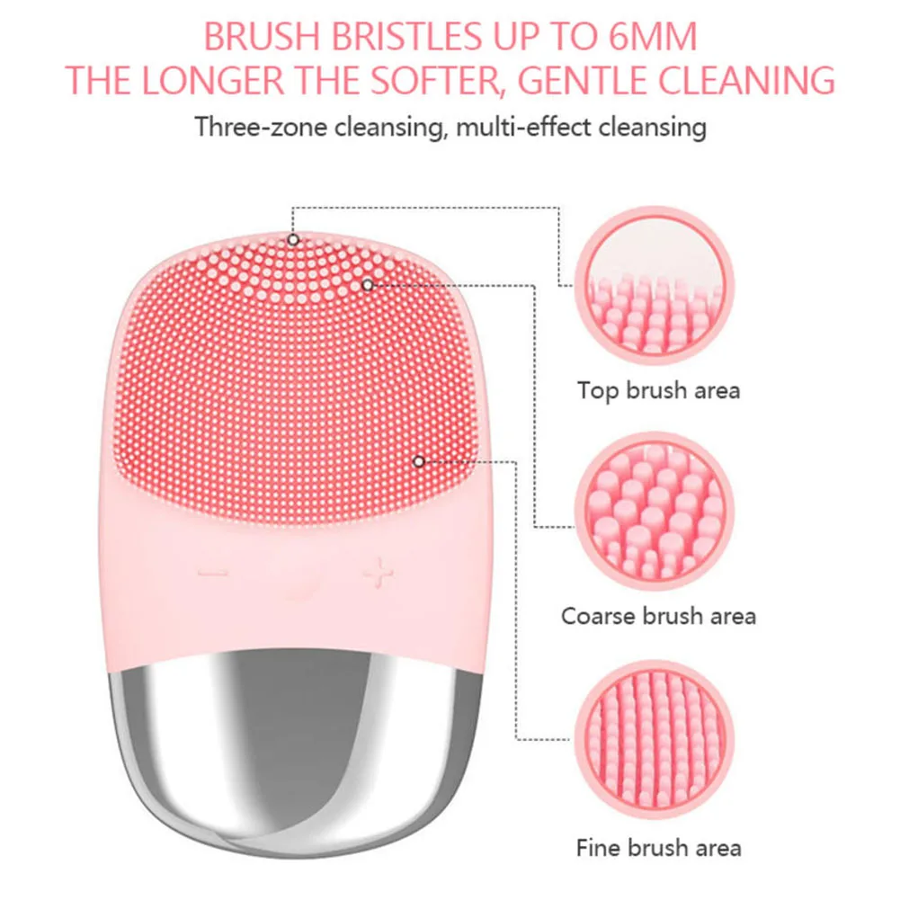 Handheld Silicone Facial Cleanser 4 Gear Adjustable Face Massage Brush Face Beauty Supplies