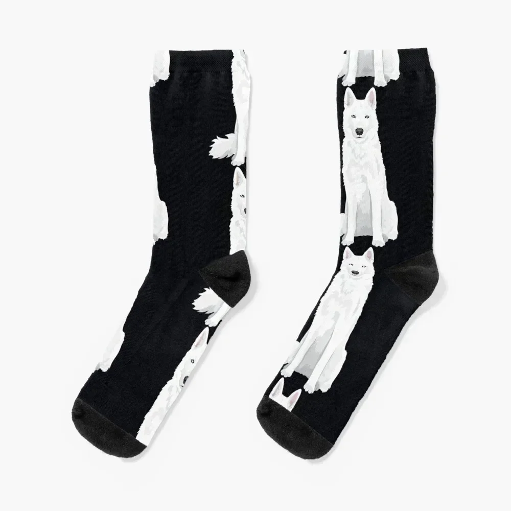 cute white Siberian Husky - sweet white Snow dog Socks Sports basketball New year's Girl'S Socks Men's