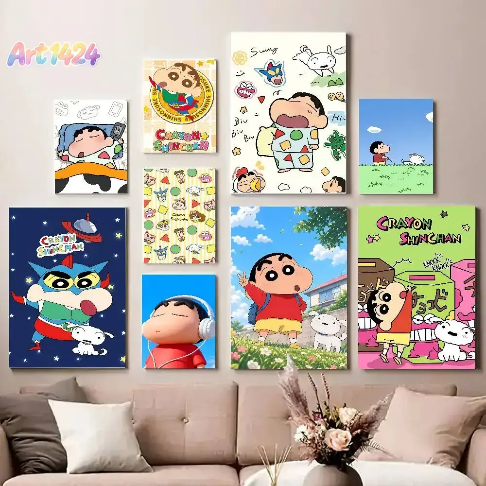 C-Crayon Shin-chan Poster High Quality Print Poster Waterproof Wall Art Movie Posters For Living Bedroom Retro Room Decor Gift