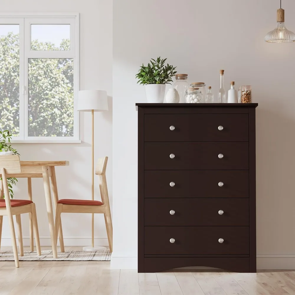 خزانة غرفة نوم طويلة مكونة من 5 أدراج، منظم خزانة ذات أدراج، أثاث تخزين مدخل المدخل، لمسة نهائية بنية #6