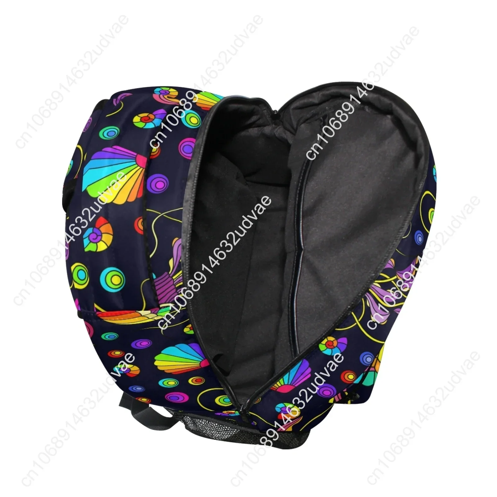 Sac à dos étanche pour femme, adapté pour ordinateur portable 17 pouces, sac de voyage, sac d'école, coquille de méduse, poulpe arc-en-ciel, filles, nouveau