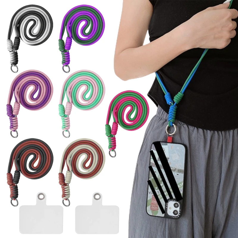 Crossbody Cell Phone Lanyard Braided Rope For iPhone 15 Samsung Xiaomi Huawei Mobile Phones Anti-Lost Cord Wrist Straps