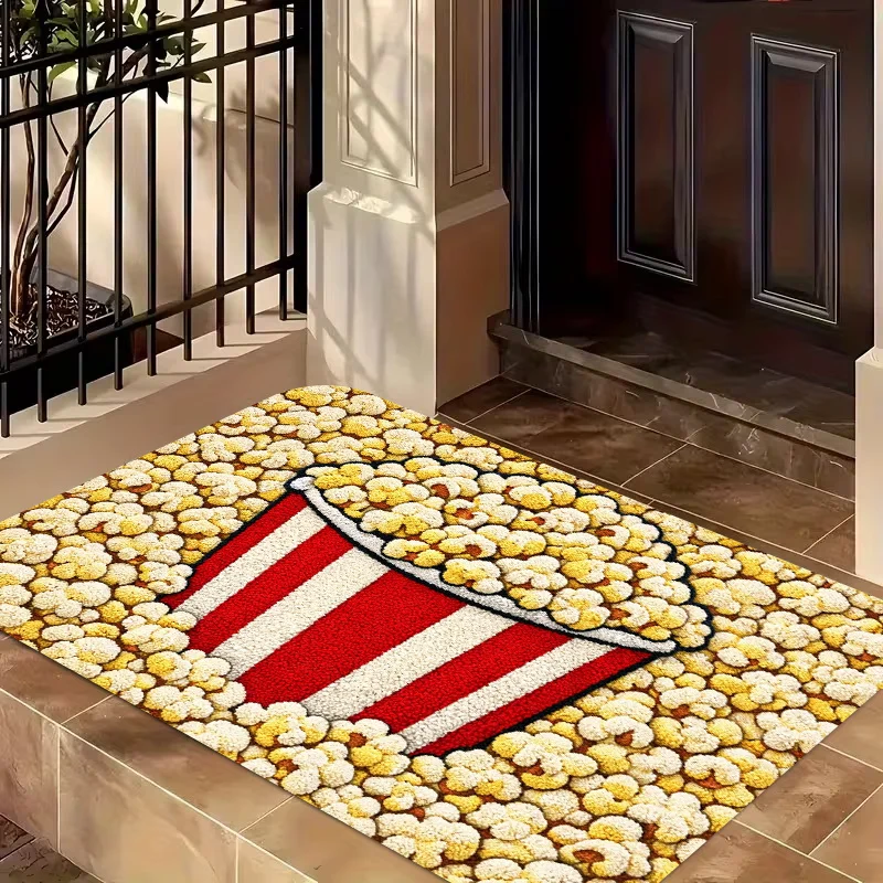 Creative American Popcorn 2D Flat Print Non Slip Washable Rug Mat For Entrance Hallway Bathroom Porch Home Decor