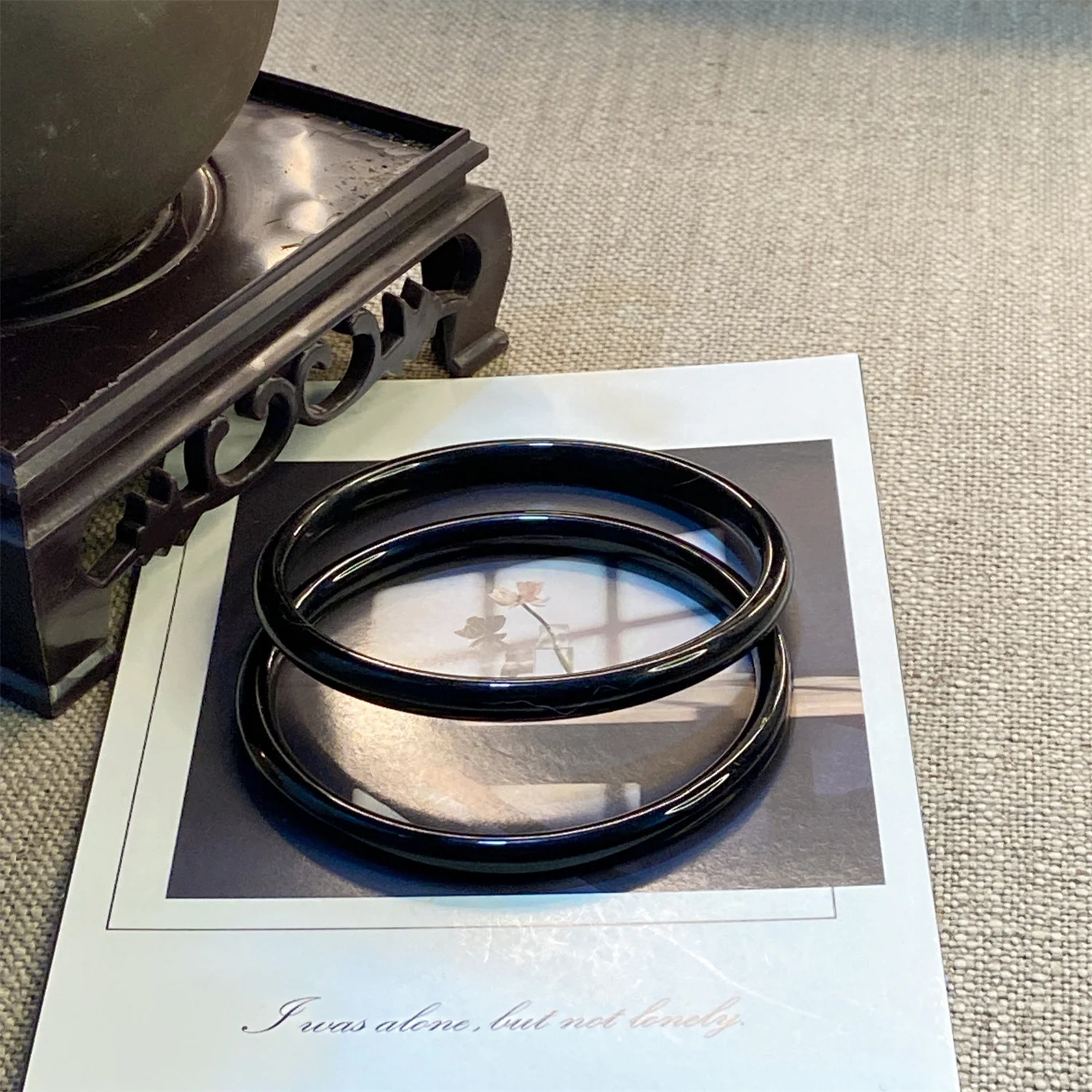 2Pcs/Set Imitation Natural Jade Jingle Bangles, Vintage Style