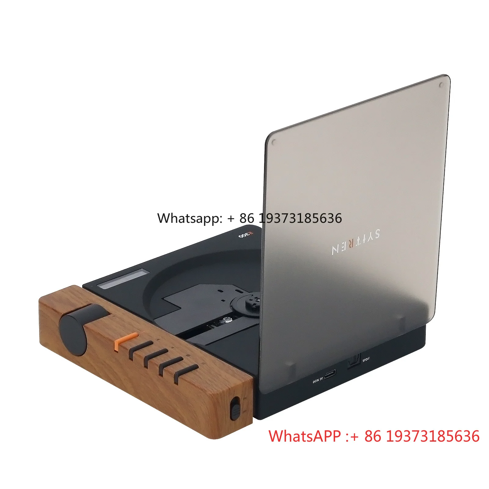 Syitren R300 CD Player Suporte para reprodutor de áudio BT de alta qualidade para CD/CD-R/CD-RW (versão preta de madeira)