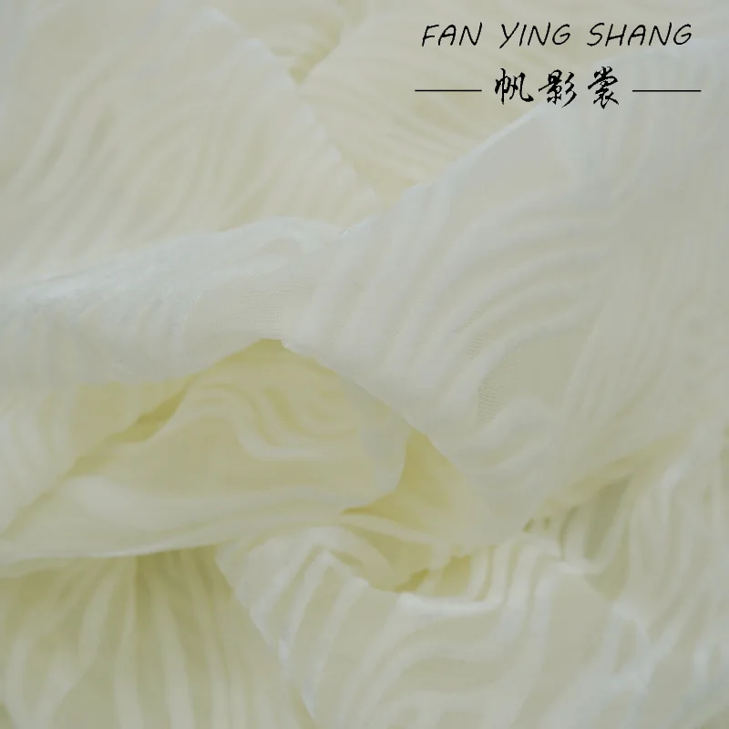 The White Ripple Flocking Burnt Out Velvet Fabric For Dress Telas Para Costura Tissus Couture ткань Cloth Material Sewing