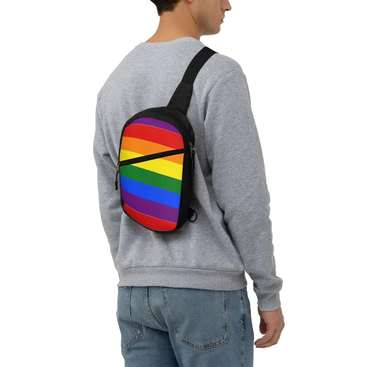 Cool Lgbt Vlag Sling Crossbody Rugzak Mannen Gay Pride Regenboog Schoudertassen Voor Reizen Fietsen