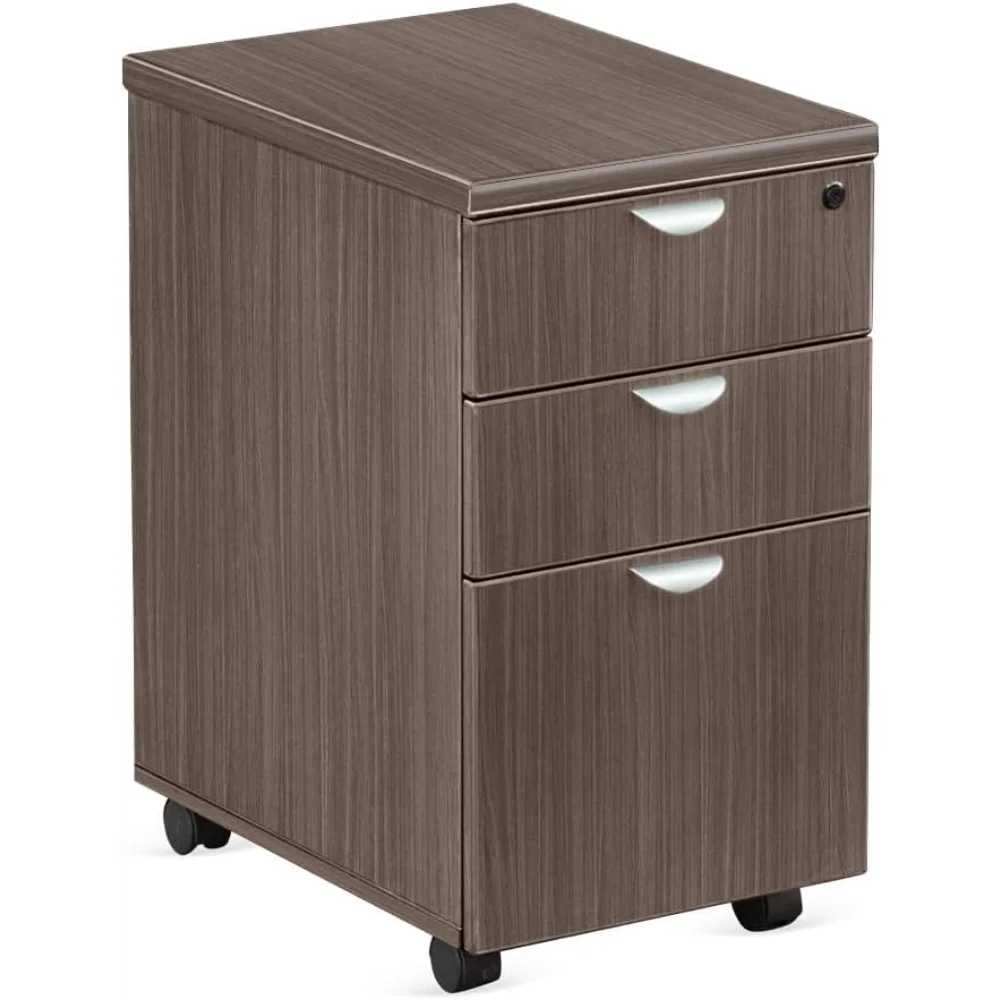 

16" W Office Files Pedestal Cabinet - 3 Drawer File Cabinet with Lock - Mahogany Laminate Office Filing Cabinets