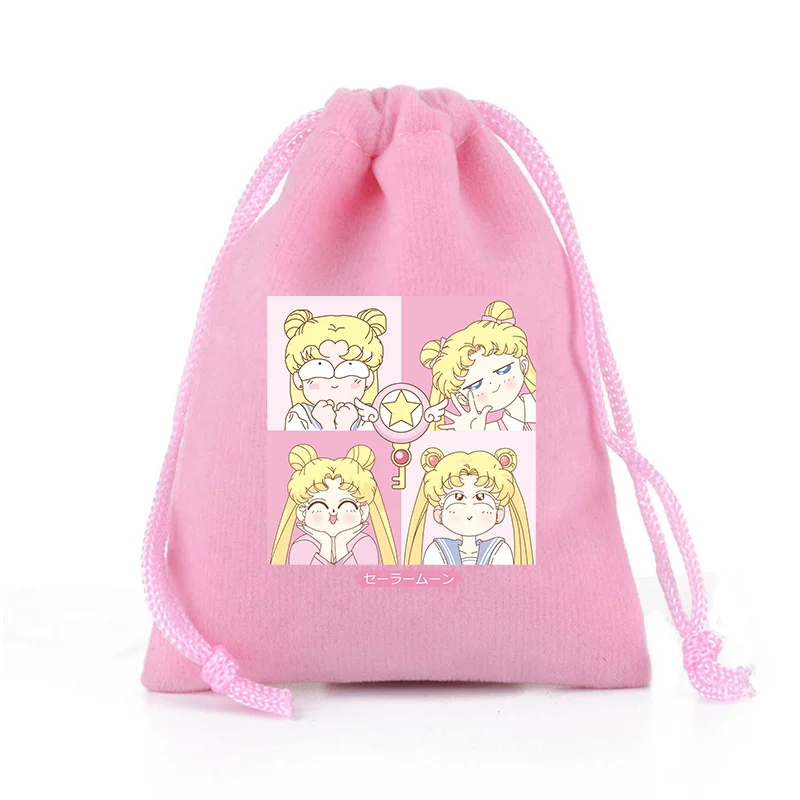 Sailor Moon Drawstring Bag Pink Gift Bags New Cartoon Printed Storage Pouch Party Favors Bundle Pocket Travel Makeup Organizer