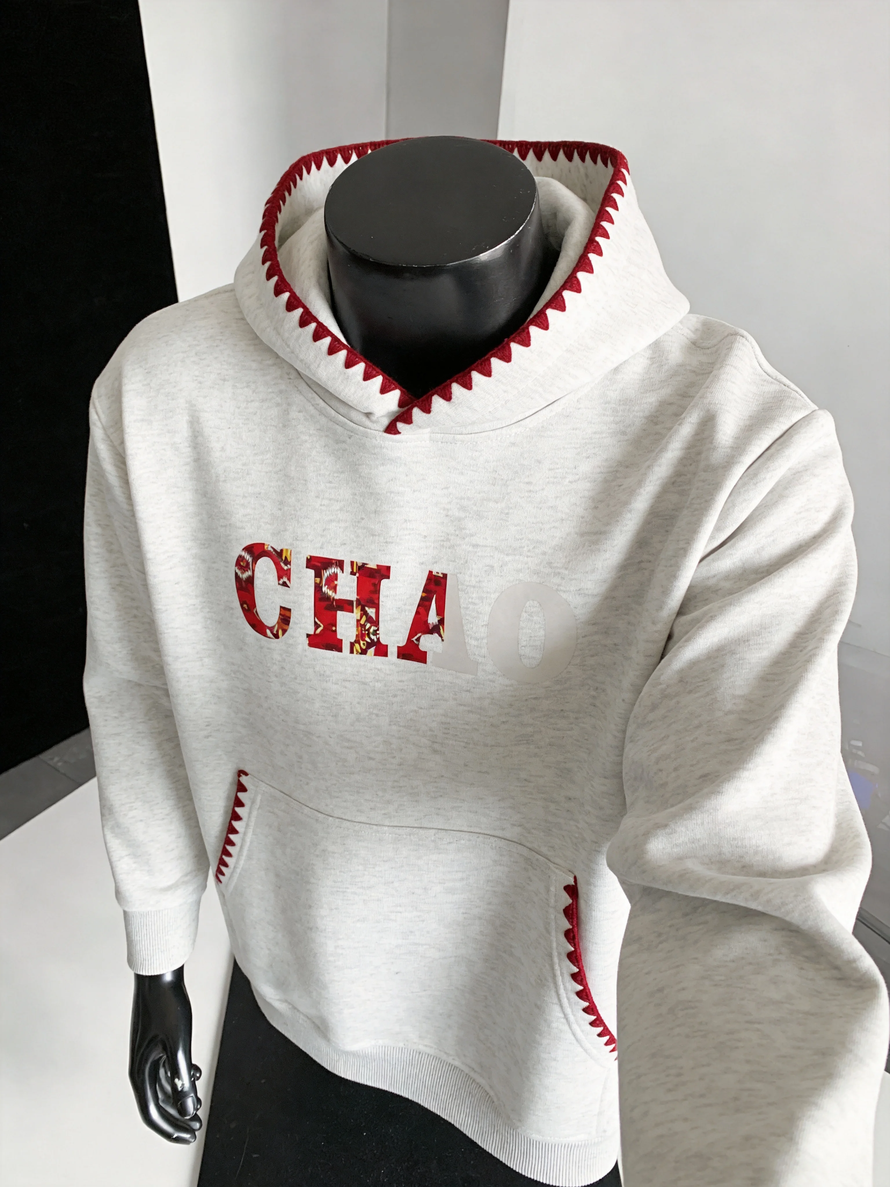 2026 Autumn Brand New American Casual Letter Print Shell Edge Stitch Zigzag Edge Men's Casual Loose Hoodie Large Size Jacket