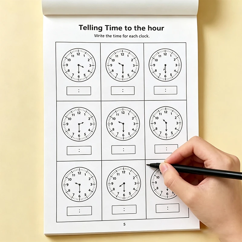 Clock Concept Exercise Book, Time Cognition, Reading and Math Exercises, Teacher Teaching Aids, Home Learning Materials, Classroom Teaching Supplies, Essential Items for the Start of School, Perfect Christmas Gift, the Best Choice for Back-To-School Season!
