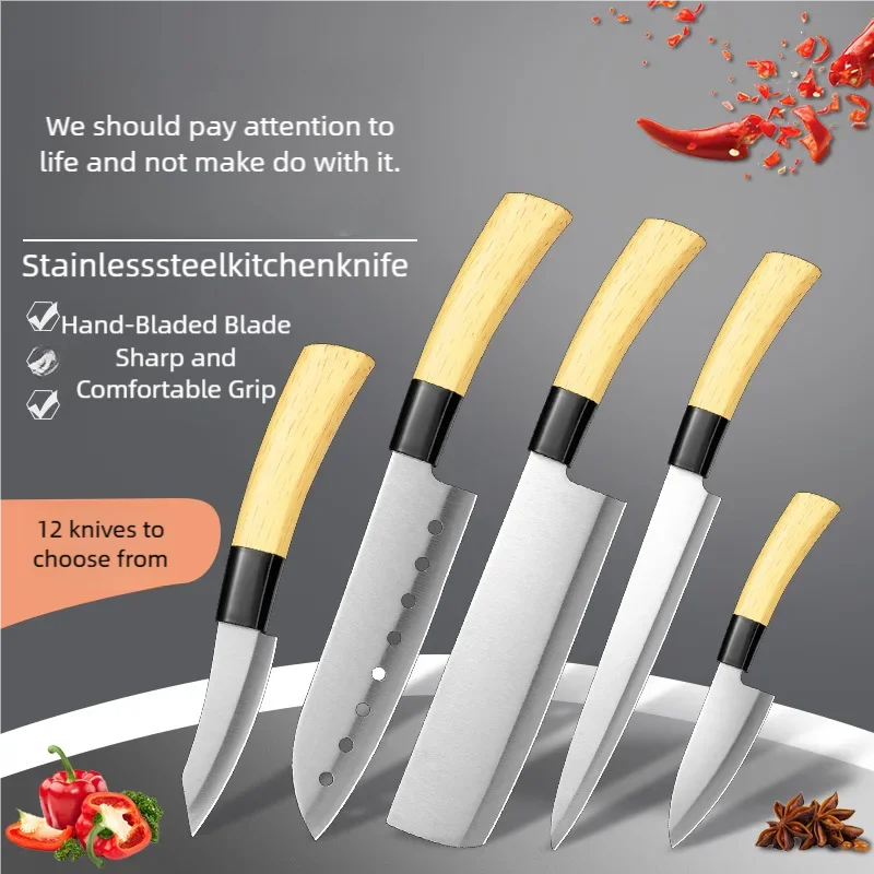 Professional Japanese Kitchen Knives Set Stainless Steel Fish Fillet Meat Cleaver Chef Knife Slicing Santoku Knife Cooking Tools