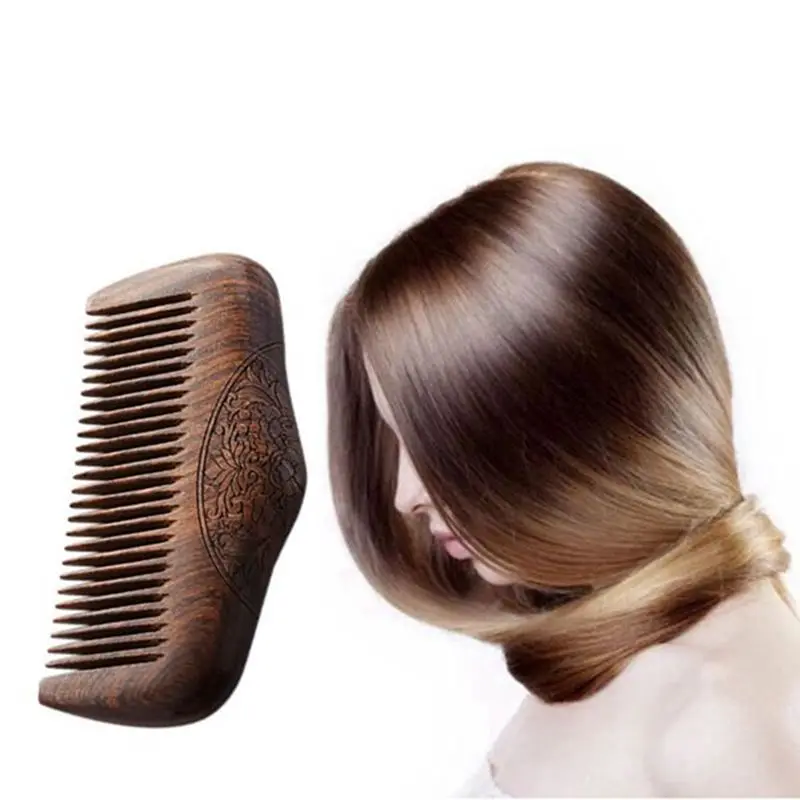 AEE4-Pocket Comb Sandalwood Green Natural Super Narrow Dent Wood Combs Static Lice Beard Comb Hairstyle Sandalwood Comb