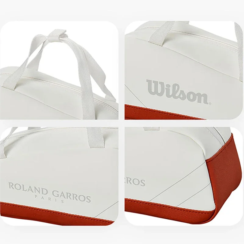 Wilson 2024 Roland Garros กระเป๋าเทนนิสขนาดเล็กกระเป๋าไม้เทนนิส tas TUR ขนาดเล็กกระเป๋ากระเป๋าถือแบบเล็กเดินทางไม้เทนนิสกระเป๋าหนังสีบรอนซ์