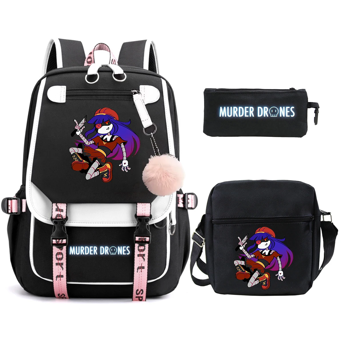 New Murder Drones Printed School Bags 3pcs Set Student Boy Girl Bookbag Unisex Outdoor Travel Daypack Fashion Teenager Backpack