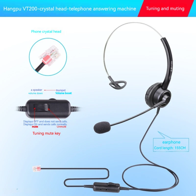 מרכז שיחות חופשיות למשרד מבטל רעש 3.5Mm סוג C USB תקע קריסטל אוזניות אוזניות ברורות עם קול חד