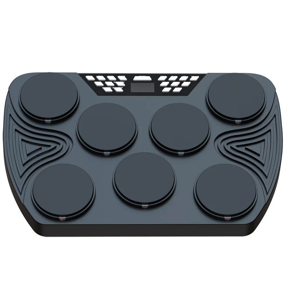 

Hooqu Portable Electronic Drum Set 7 Velocity-Sensitive Pads Tabletop Drum Built-in 2 Speakers Stereo Rechargeable Practice Drum