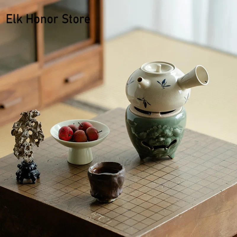 Celadon Tang Lion Charcoal Stove Outdoor Alcohol Lamp Ceramic Furnace Wine Boiling Kettle Small Carbon Stove Kungfu Tea Ceremony