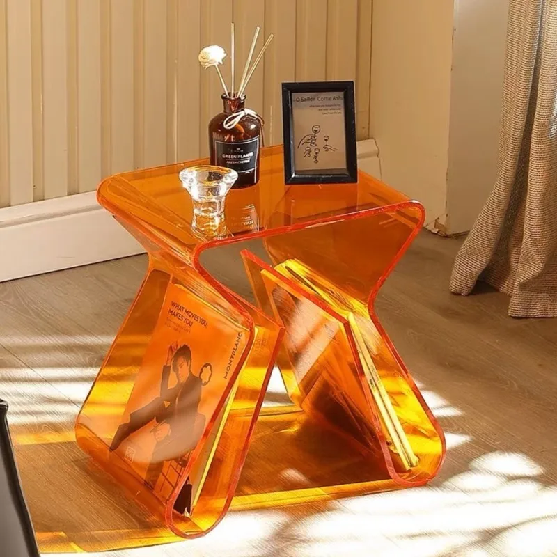 Italian Simple Transparent Design Can Be Used For Sofa Living Room Side Of A Few Family Light Luxury Minimalist Bedside Table