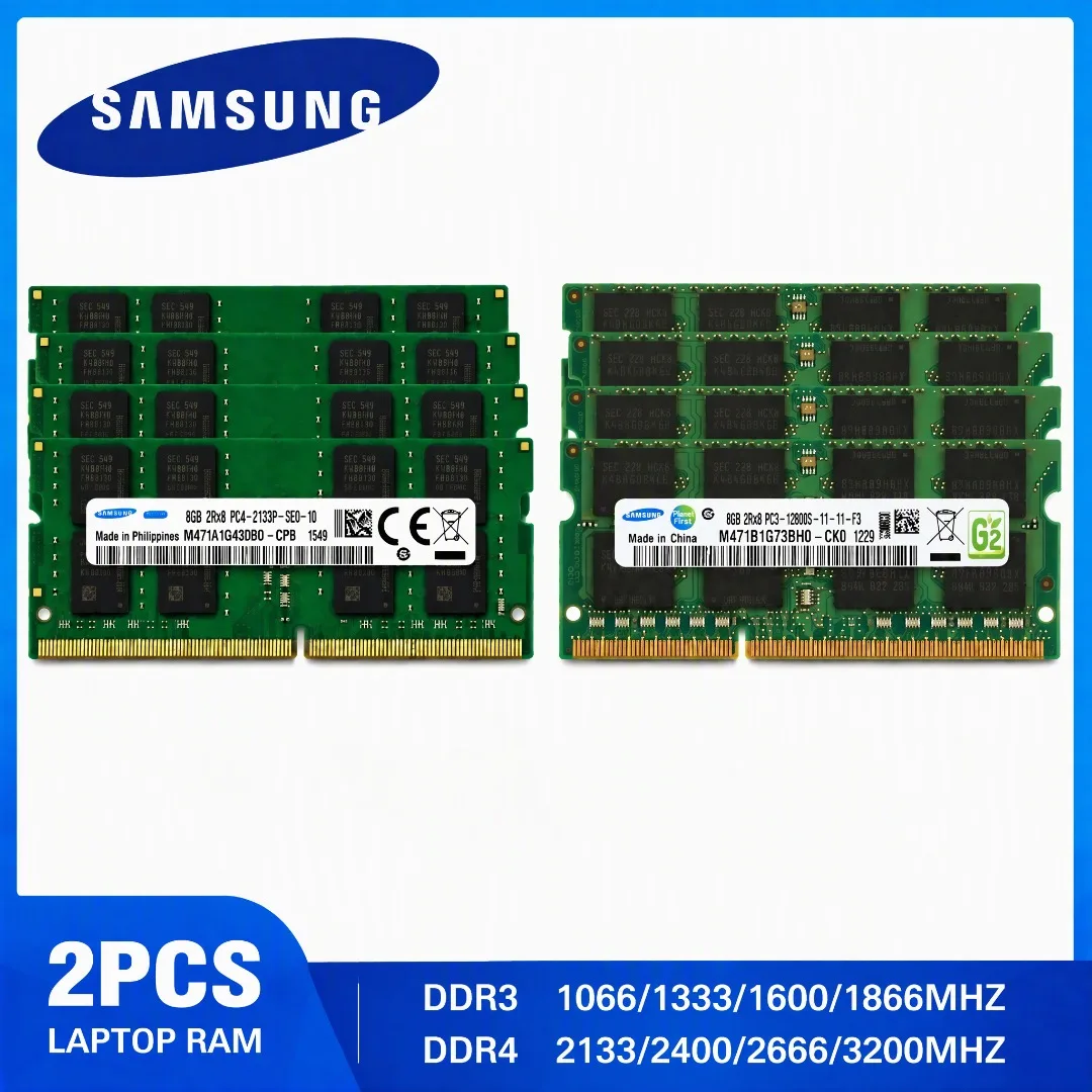 2/4PCS SAMSUNG DDR4/DDR3 SODIMM Memory RAM 3200 2666 2400 1866 1600 1333 1066MHz RAM 16GB 8GB 4GB 2GB Notebook Memory LAPTOP