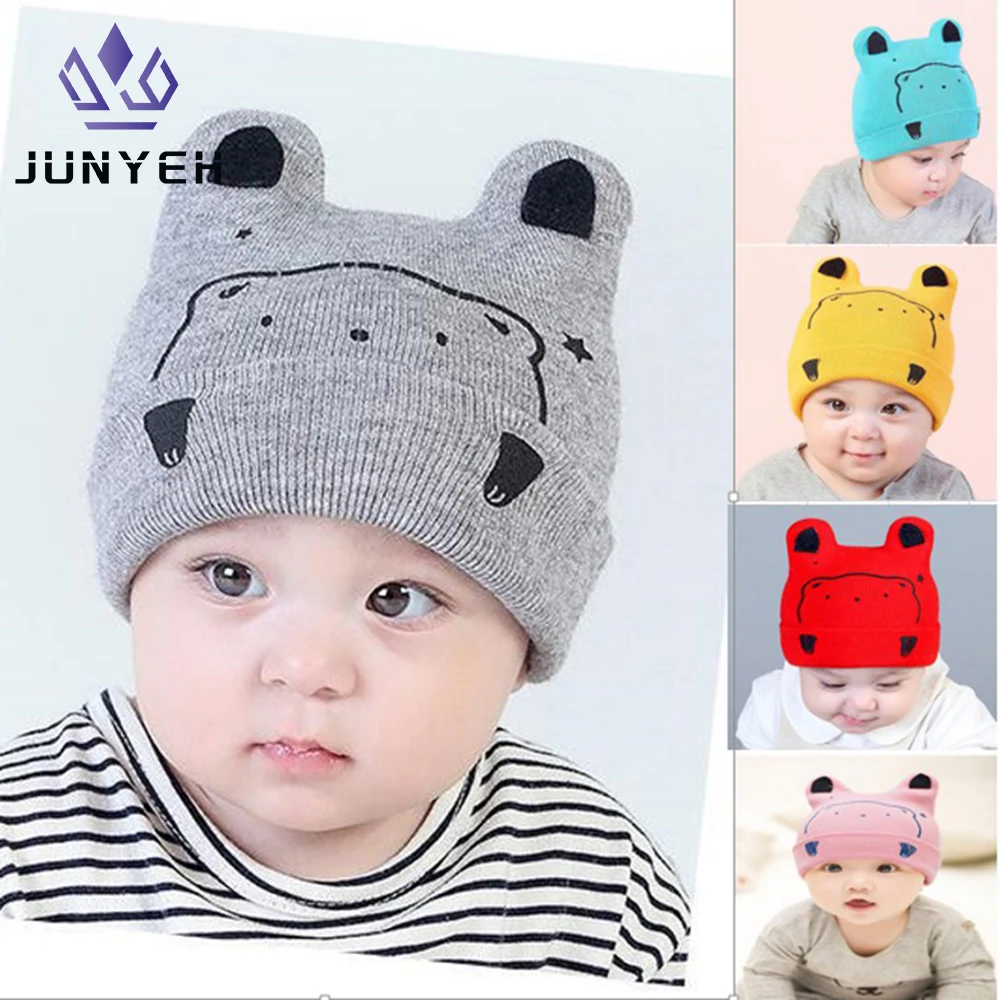 Children's Caps Lovely Kids Bear Baby Cap 0-3 Years Soft Cute Hat Unisex Autumn Winter Cartoon Knitted Beanie Hats