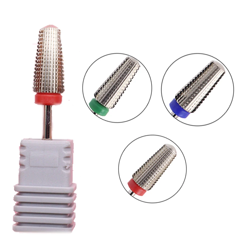 Silver Round 2way 5 in 1 Tapered Safety Carbide Nail Drill Bits rotary grinding Carbide Milling Cutter For Manicure Remove Gel