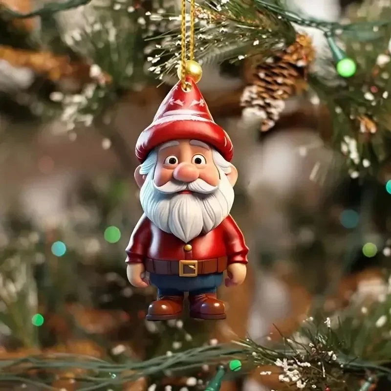 Christmas Wall Decoration 2d Acrylic Cartoon Dwarf Christmas Tree Pendant Christmas Cartoon Cute Suprimentos De Natal
