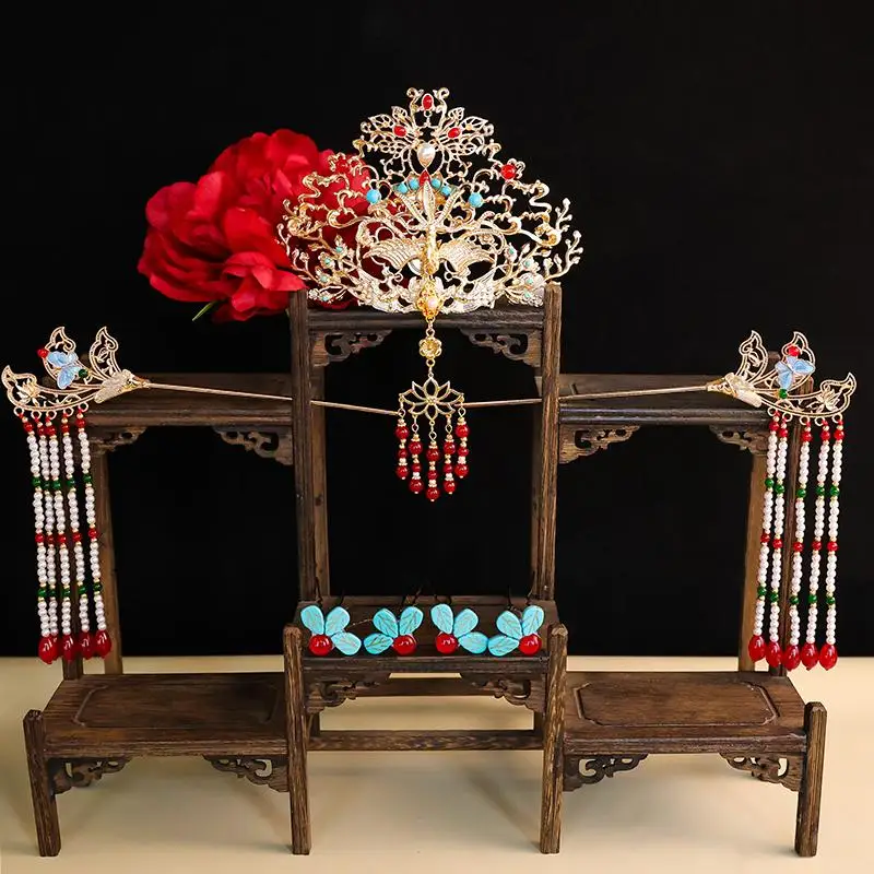 

Новогодний набор аксессуаров для волос в стиле Тан: корона бога богатства, полный комплект для древнекитайского ханьфу.