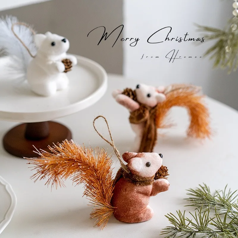 Christmas Decorations Simulated Squirrel Pendant FoamWool Cute Squirrel Christmas Tree Creative Doll Small Creative Pendant 2025