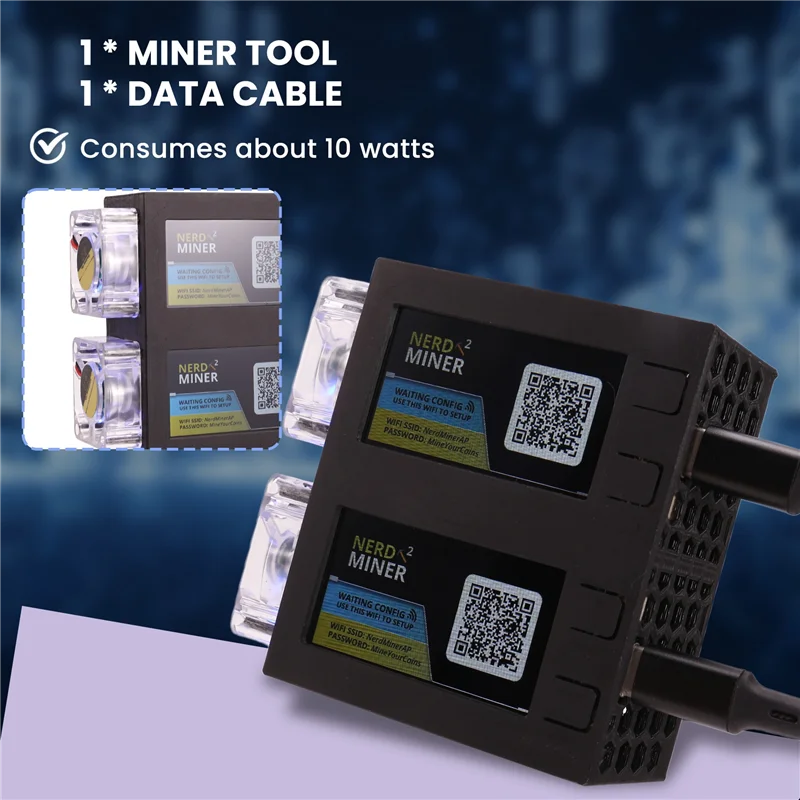 

Well Made-Nerdminer V2 Miner 78KH/S*2 Dual Screen BTC Solo Lottery Miner Bitcoin Nerd Miner Lotto Miner With Luminous Fan A