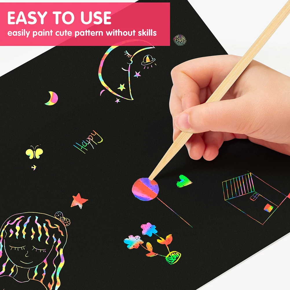 

100 pcs Scratch Wood Stylus Pens Drawing Tools Kids Craft Smooth Scratch Paper Stylus Wood Stick Bamboo Durable