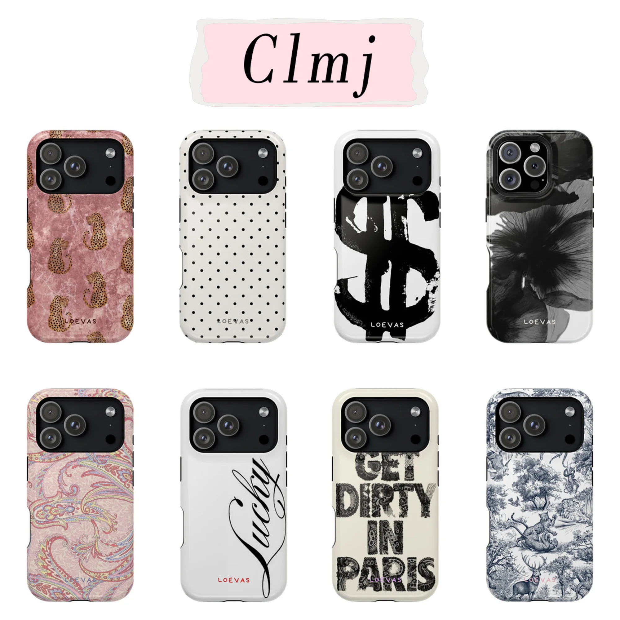 Image of Luxuriöse Clmj Polka-Dot-Blumen Handyhülle für iPhone 17 17e 16e 16 15 14 13 12 11 X XS XR XSMAX 7 8 Air Pro Max Plus Doppelschichtig