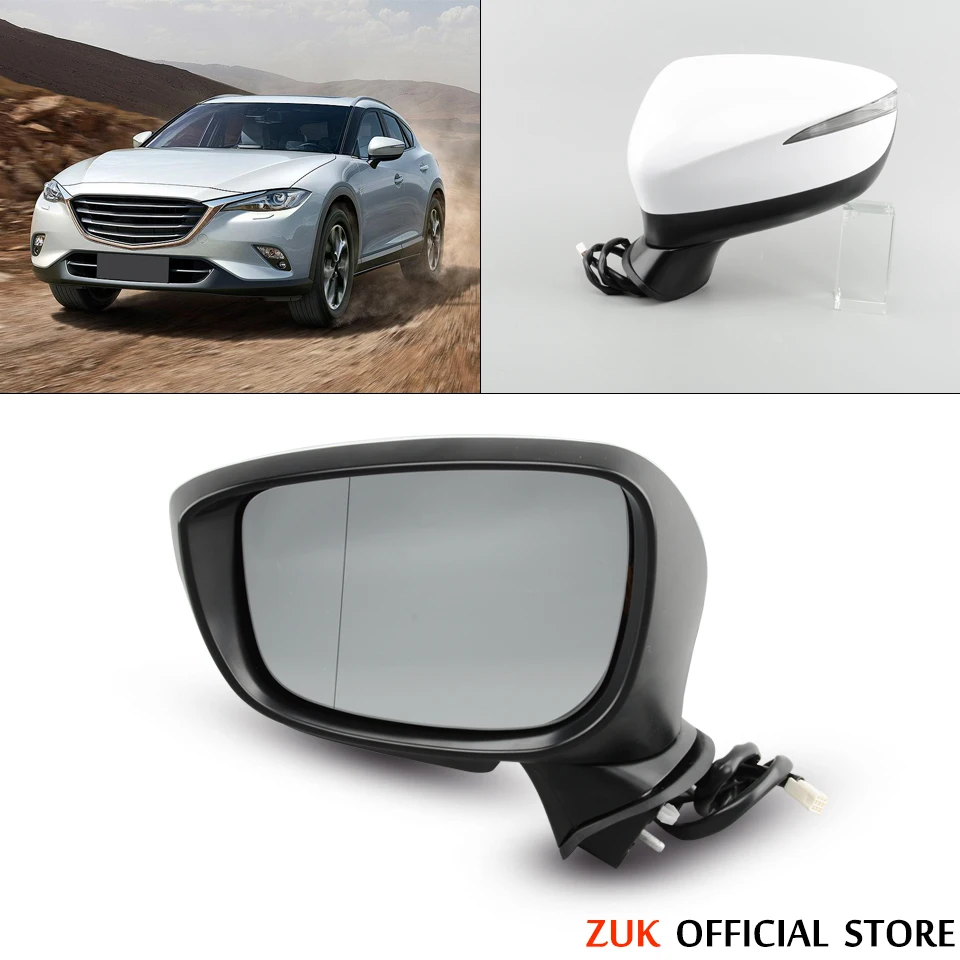 

ZUK Outside Rearview Door Mirror Assy For Mazda CX-4 CX4 2016 2017 2018 With LED Heating Electric Folding Blind Spot Monitoring