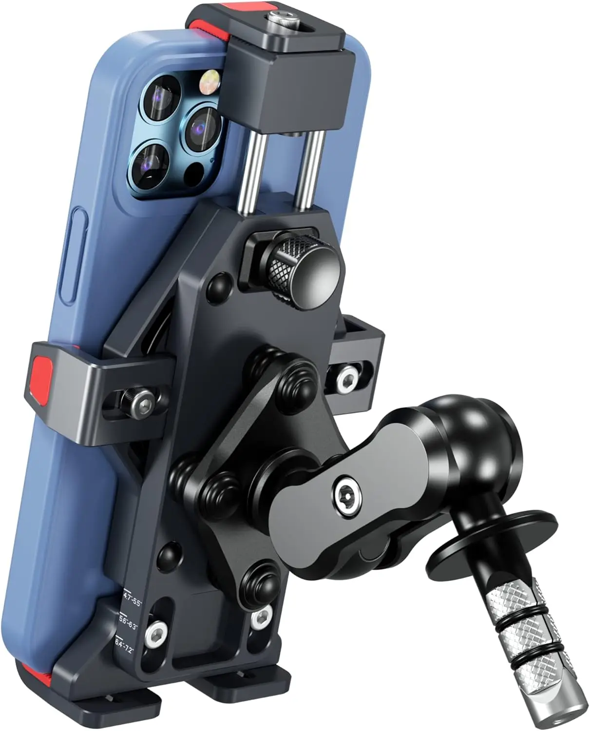 Soporte de teléfono antirrobo de metal para motocicleta, aleación de aluminio, ajuste ajustable de 4,7'-7,2', amortiguador de vibraciones y bloqueo seguro