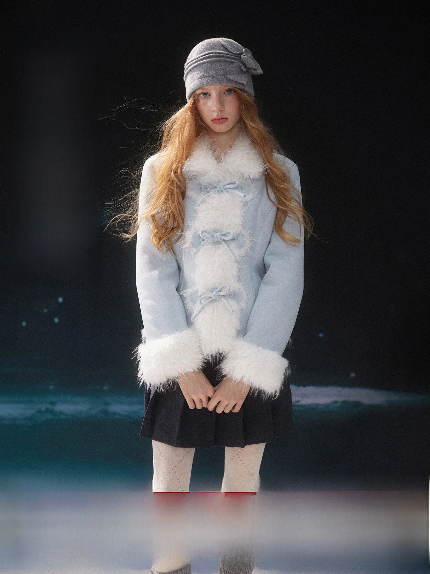

Tipsymattina Thiened Winter Jaet Women's Fur And Cotton Inteated Coat with Knot ort Outerwear for Ladies