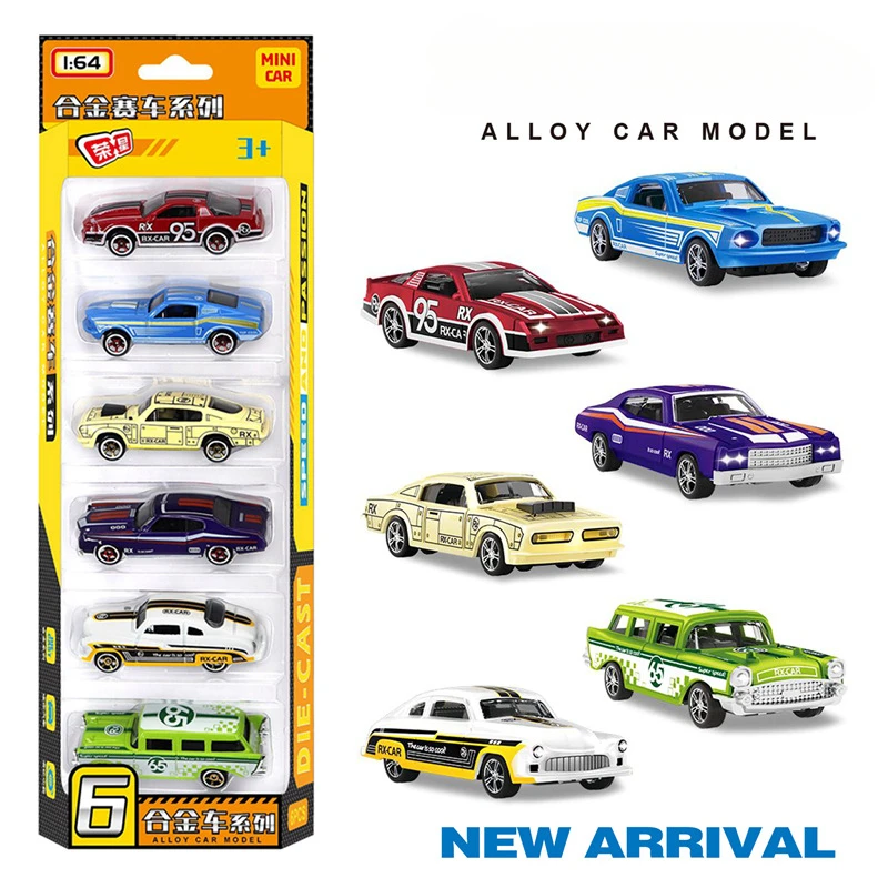 1:64 Alloy retro racing car 6-piece set vintage car model sports car children's toy collection gift