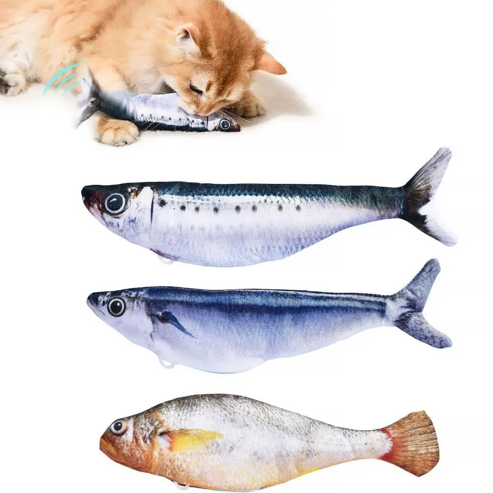 1/3 Peças Peixe Elétrico de Simulação com Cauda que Abana, Sensor de Movimento para Gatos, Ativação por Toque, Interativo, 3 Modos de Movimento