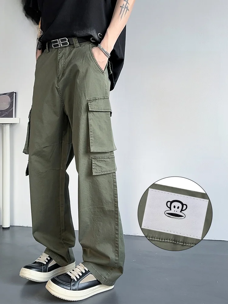 

Рабочие брюки PaulFrank в стиле ретро, свободные повседневные мужские американские брюки прямого кроя из хлопка, молодежные, износостойкие