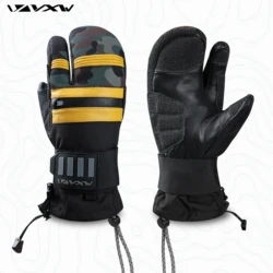 Luvas impermeáveis e à prova de vento do esporte do esqui, luva de neve, quente e conforto, cinco dedo design, snowmobile, snowboard, inverno