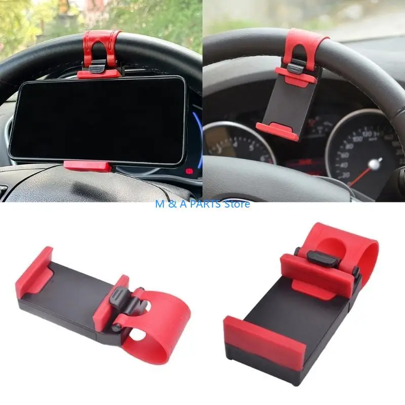 U1JF 360 Degree Rotating Car Mount Secure Steering Wheel Phone Cradle Simple Installs
