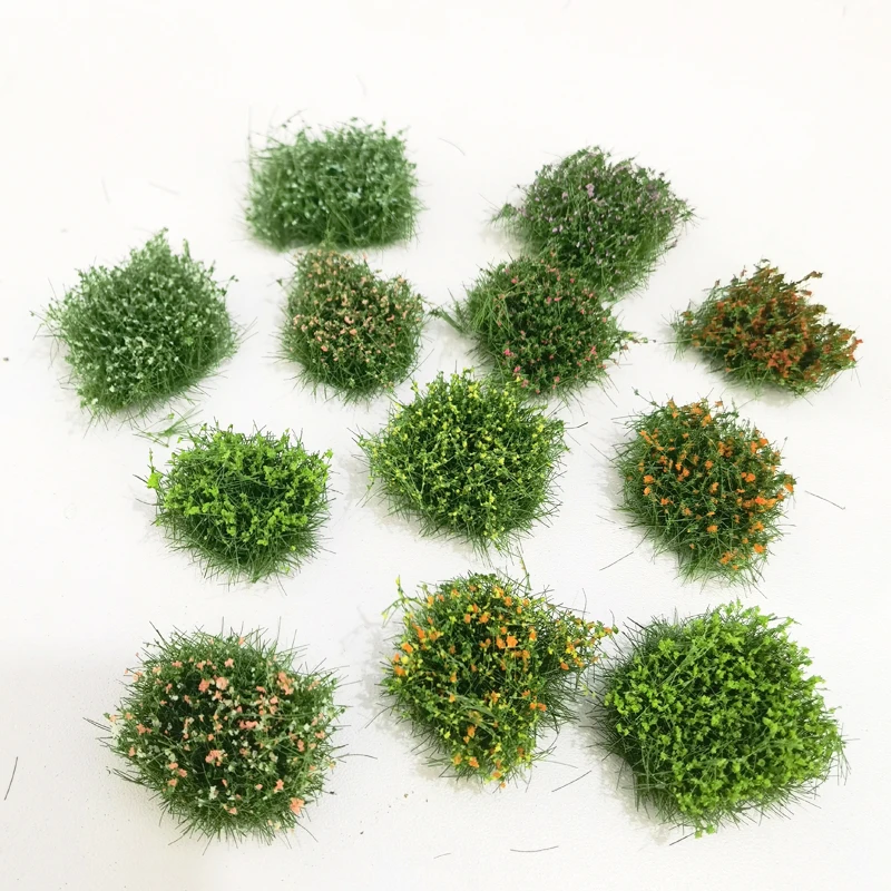 5-20pcs Micro Landscape Model Flower Cluster 8mm Static Grass Tuft Scene Model Sand Table Train Layout Garden Decration Material